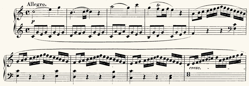 Beginning of Mozart Piano Sonata